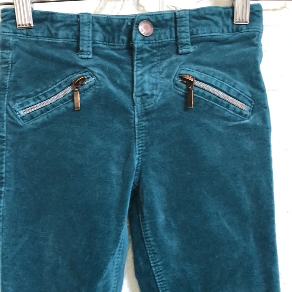Denim Co. Teal velour girls skinny pants‎